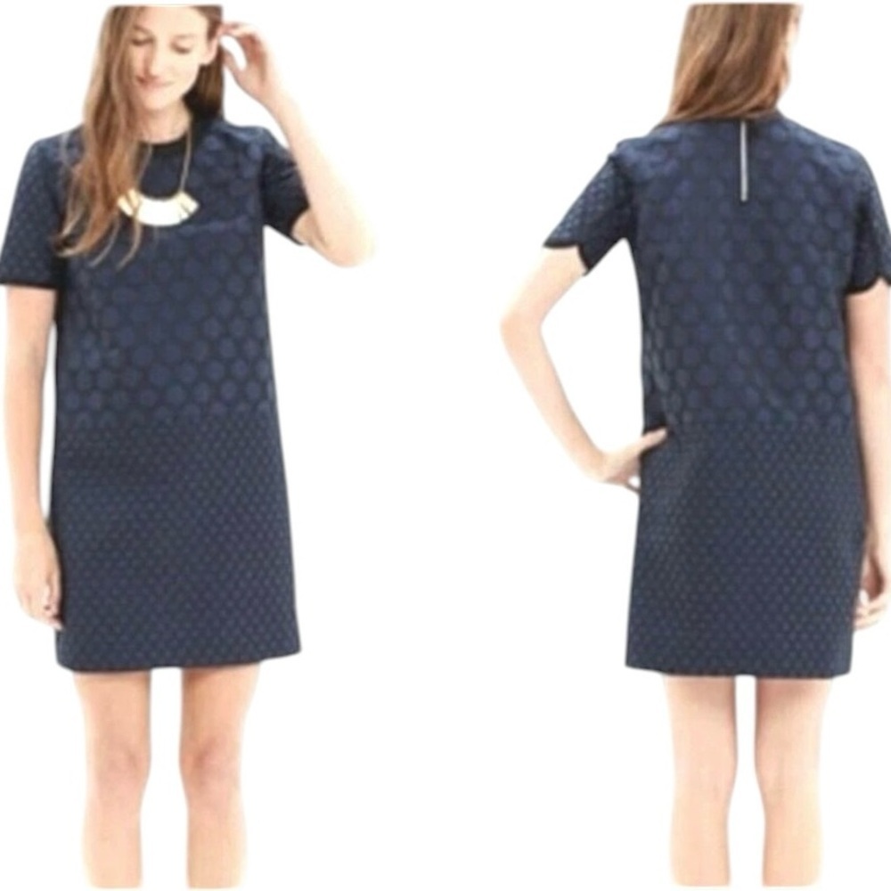 Madewell Mood Polka Dot Short Shift Dress Black and Navy Size Small #2134